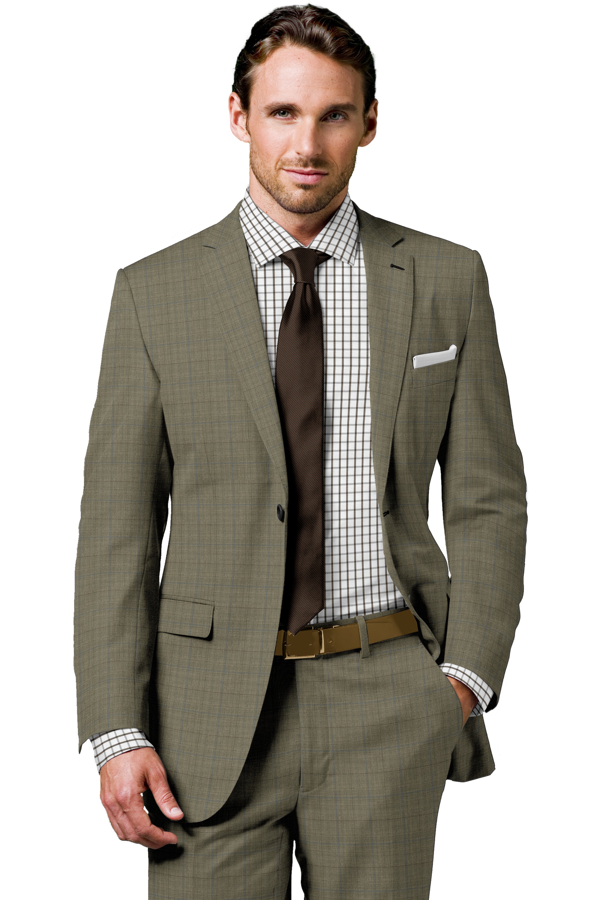 Tan Tick Weave Super 130′s $627