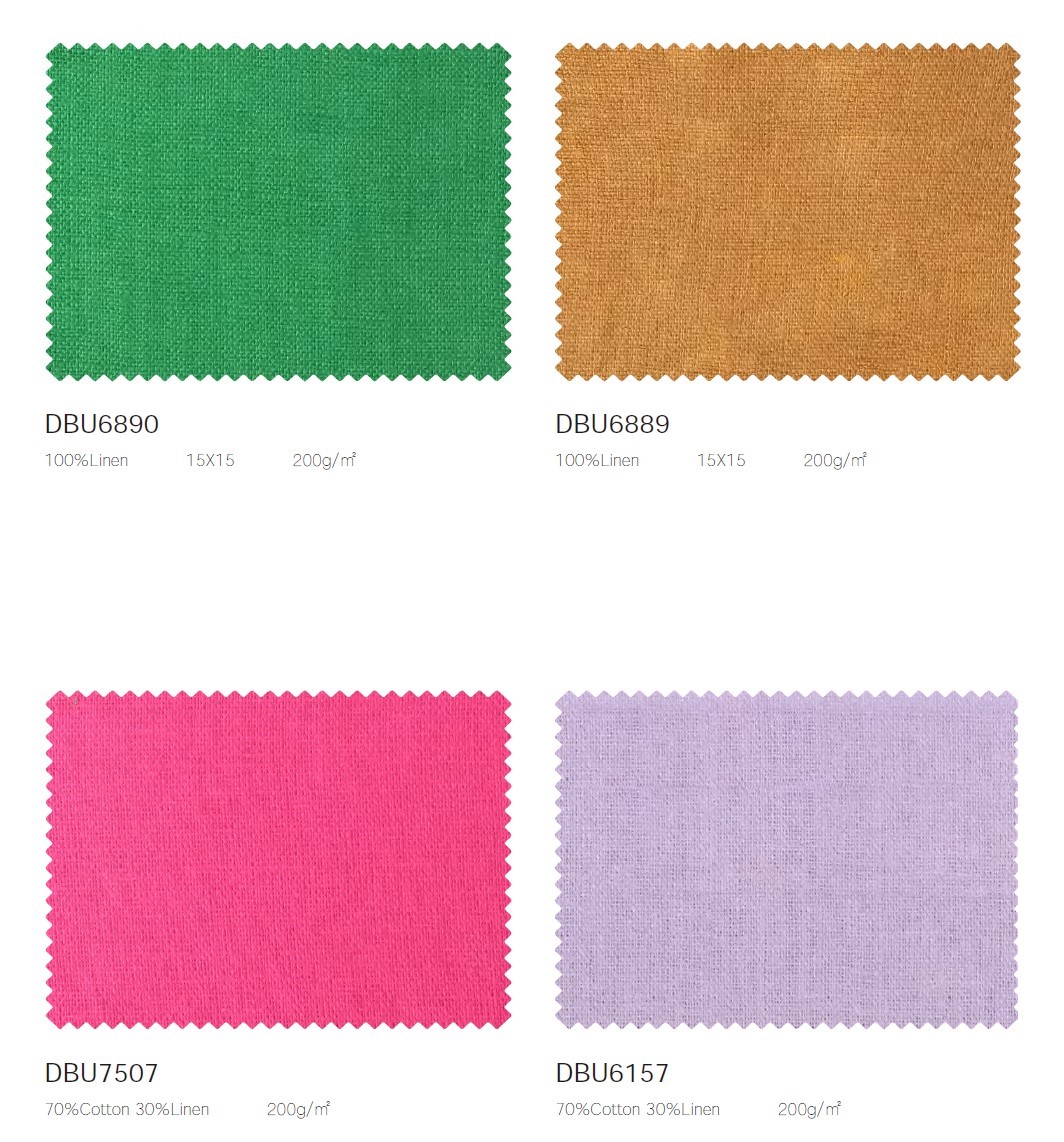 Women's Custom Made Clothing Color Swatch Options: Green, Orange, Rose Red, Purple