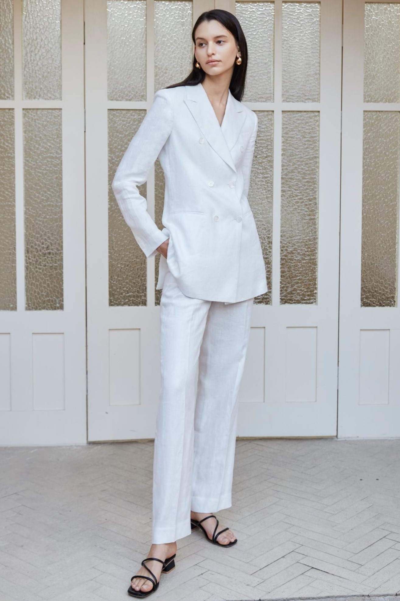 100% Linen White Women's Custom Suit
